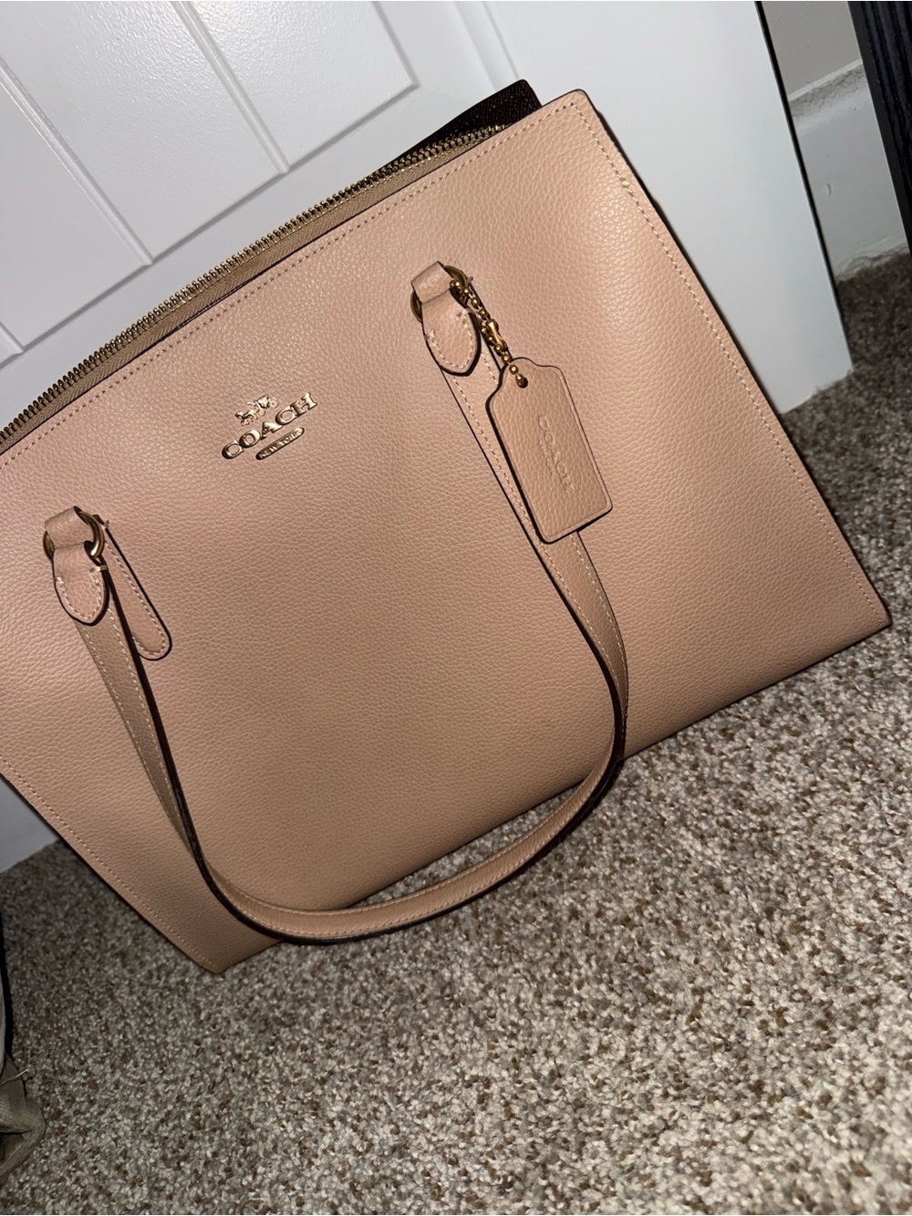 Coach Tote in Blush Pink Pebbled Leather with Gold Hardware